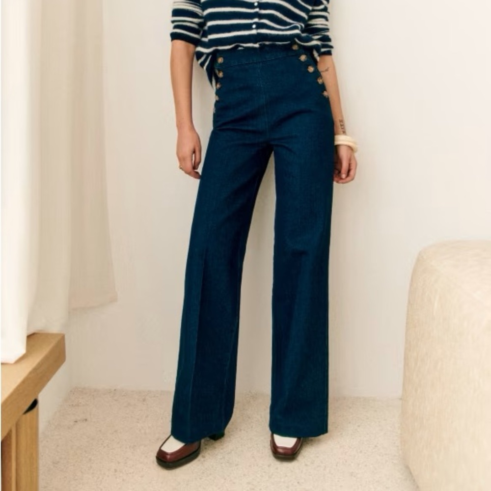 SEZANE MARINO TROUSERS Denim  SIZE US 8 NWT